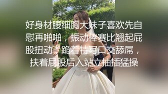 好身材腰细胸大妹子喜欢先自慰再啪啪，振动棒赛比翘起屁股扭动，跪着特写口交舔屌，扶着屁股后入站立抽插猛操